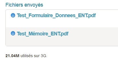 Liste des fichiers envoyés
